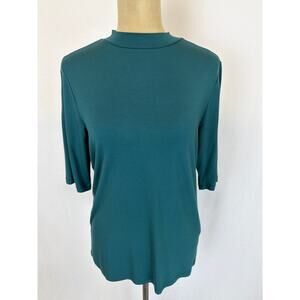 NWT Soya Concept Teal Short Sleeve Mock Neck Turtleneck #0525 XL